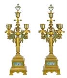 Antique Cloisonne 4-Arm Candelabra Garniture Pair
