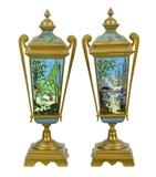 Antique French Cloisonne Urn Garniture Pair