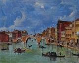 A. Tiozzo Framed Italian Hand Painted Art Glass