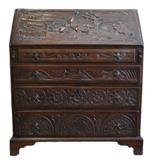 c 1780s Oak Carved Slant Front Desk