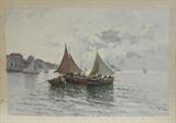 Palini (20th C.) Italian Harbor Scene Painting