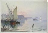 A. Nonetti (20th C.) Italian Boat Scene Painting 1