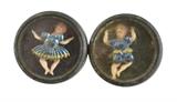 RARE 19th C. French Dancing Figure Button Pair