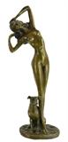 Nude Figural Bronze w/ Female & Dog
