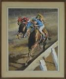 Pal Fried (1893-1976) Horse Racing Oil Painting