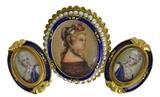 18K Gold Painted Miniature Brooch Earring Suite