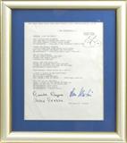 Martin, Cahn, Reagan Autographed Song Lyrics