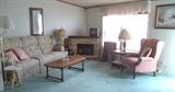 Sofa w/End Recliners, Electric Fireplace, Lighting, Wingback Recliner, Side Tables