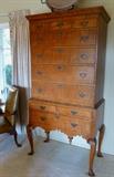 American curly maple, Queen Ann chest on stand, circa 1730.