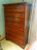 Chippendale period pine chest on chest.