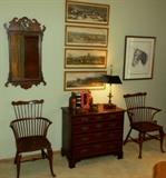 More period antiques and a beautiful pair of comb back Windsor chairs. 