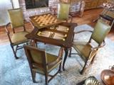 Game table with convertible top and 4 arm chairs