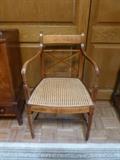 Tiger maple Sheraton period arm chair.