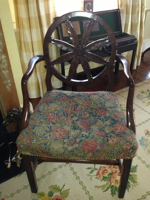 Pair of Antique Mahogany Wheel Back Chairs