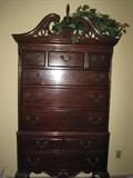 Antique mahogany high boy dresser