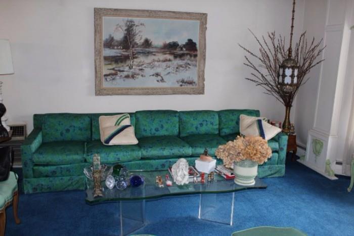 Sofa, Coffee Table, Art, Lamps