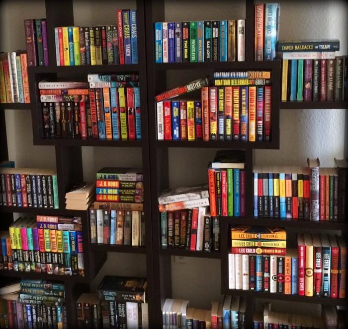 Several bookcases filled with hardback books!