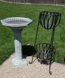 Bird Bath and Planters