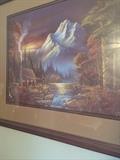               Mountain/cabin scene framed art