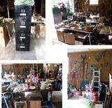 SAFE FILE CABINET AND ITEMS IN GARAGE TOOLS