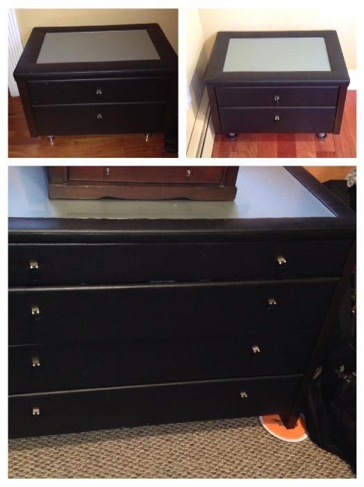 3 Piece Dresser Set: 4 drawer dresser, 2 2-drawer night stands. In good condition. 
