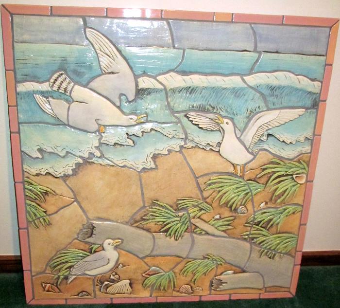 ORIGINAL,  SPECTACULAR TILE, WALL HANGING, WITH ORIGINAL SKETCHES FROM THE ARTIST