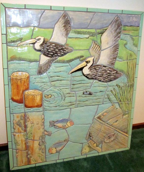 ORIGINAL, TILE WALL HANGING, WITH THE ORIGINAL SKETCHES FROM THE ARTIST