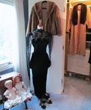 EVENING GOWN, MINK JACKET, WOOL COAT WITH FUR COLLAR