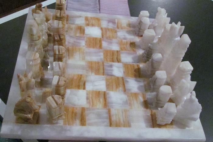 Alabaster Chess Set and Board