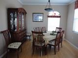 Dining Room set with matching hutch and 8 chairs with custom table pad   Hutch 82.25 tall x 56 w / Table 40W x 66 L