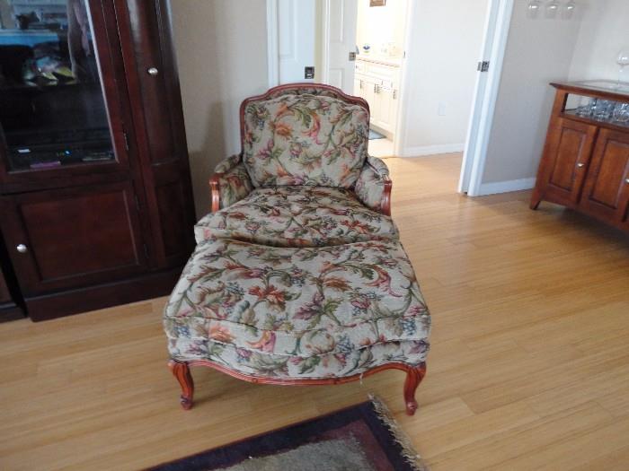 Nice Upholstered Chair and Ottoman 