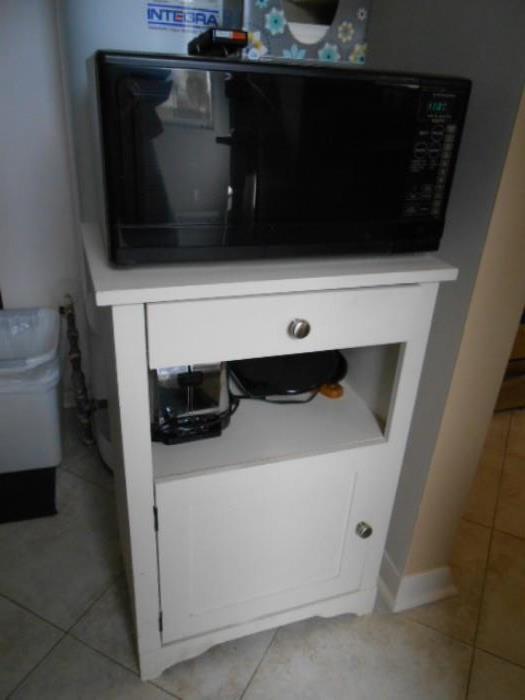 microwave , and stand cabinet
