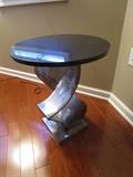 FINE CONTEMPORARY STEEL AND MARBLE SIDE TABLE
