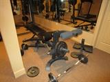 WEIGHT BENCH AND WEIGHTS