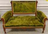Settee, green velvet