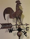 Copper Rooster Weathervane, Lightning Rods, Primitives