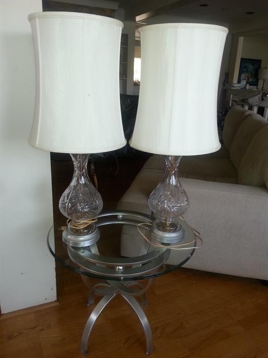 Pair of Cut Glass Lamps
