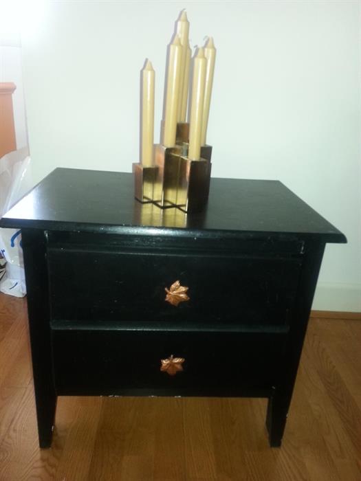 Night stand and candle holders with candles