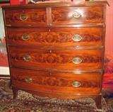 English bow front chest, 43" tall x 40" wide x 21" deep