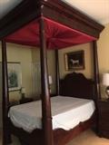 Old Mahogany plantation bed (Call if interested) not on site approx. 9 1/2' tall- a queen sheet fits custom mattress nicely