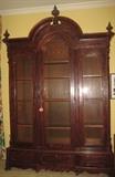 large walnut  Victorian bookcase,                                   6' wide x 9 1/2' tall.( to top of finial) x 20" deep at base