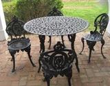 wrought iron table and chairs