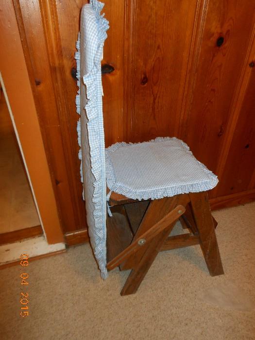 Oak ironing board chair