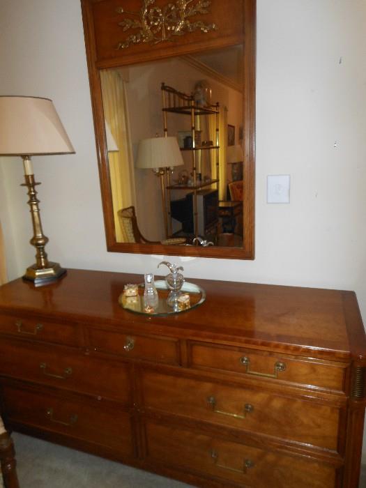  Kindel furniture co. triple dresser & mirror