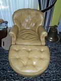 Vintage leather chair with ottoman - matching pair
