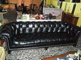 Black leather studded sofa - great condition