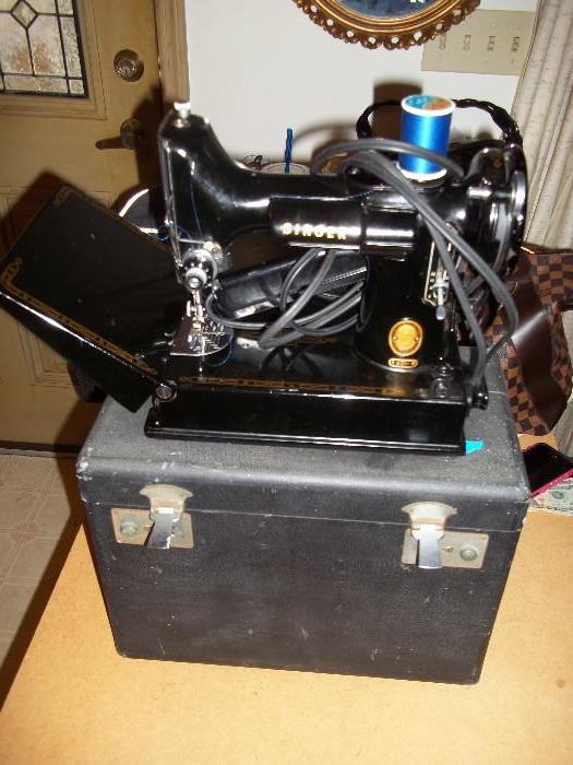 Singer Featherweight Sewing Machine with Attachments