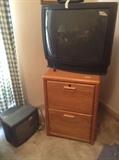 Wood filing Cabinet/Small TV/ Large TV