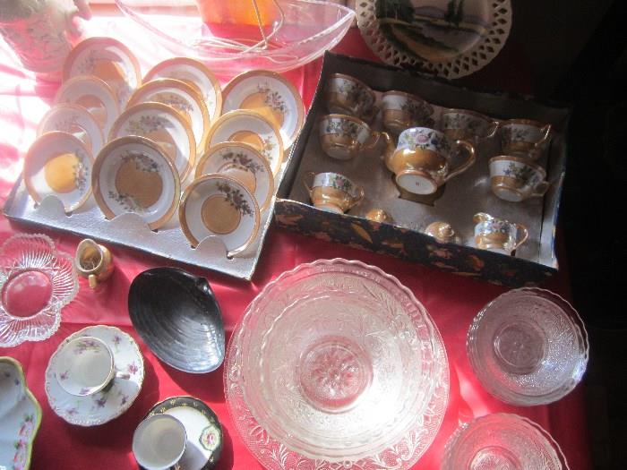 Japanese tea set ,misc glassware