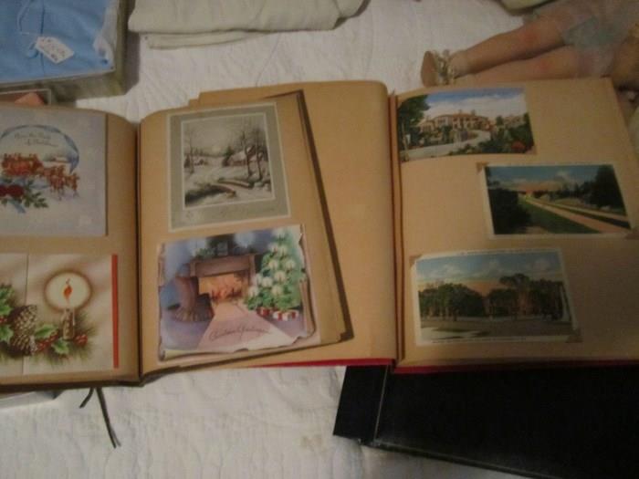 OLD SCRAP BOOKS WITH POSTCARDS